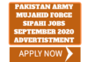 Pakistan Army Mujahid Force Sipahi Jobs September 2020 Advertistment